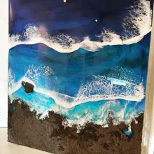 Meer Bild aus Resin auf Gessoboard