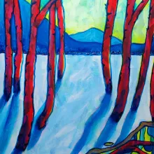 Winter am Fluss, Acryl auf Leinwand 50x70cm