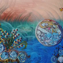 Acrylbild "Wissensstand" 80cm breit x 60cm hoch
