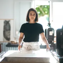 Olivia Christen, Druckpresse, Lithografie, Steindruck, TIZIANA, Kaserne Pirna