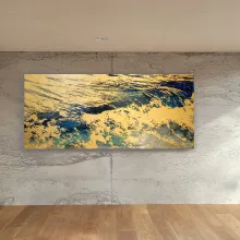 Goldbild (1,50 x 0,75 m) ausgeführt in Platingold 23,75 Karat, in Gold übertragene Fotografie