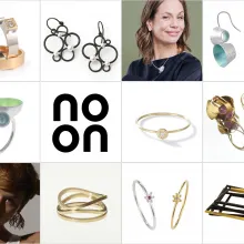 Portrait der Galerie-Gemeinschaft noonberlin.  Ringe, Ohrringe, Halsschuck, Armschmuck Material Silber, Gold, Kunststoff, epdm Kautschuk, Perlen, farbigen Edelsteinen, Emaille