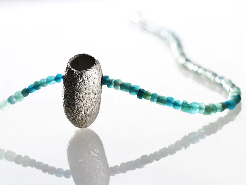 Collier Kokon, Silber, Glas