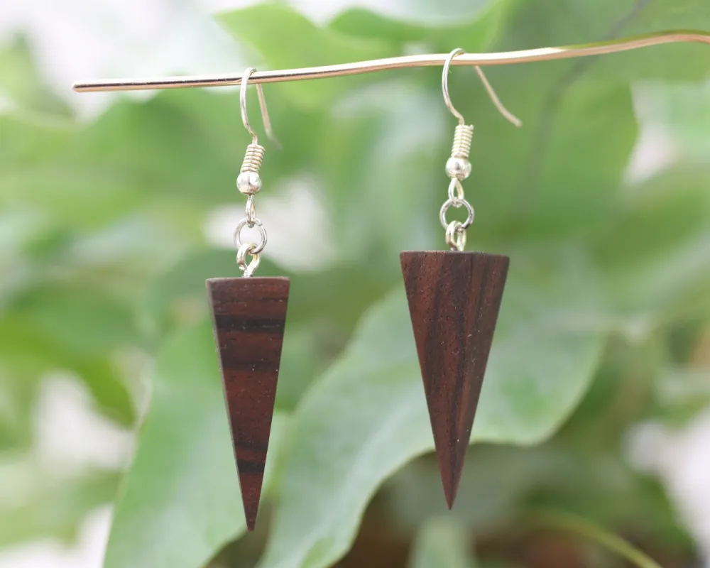 Mahagoni-Pyramiden-Ohrringe, Hängeohrringe