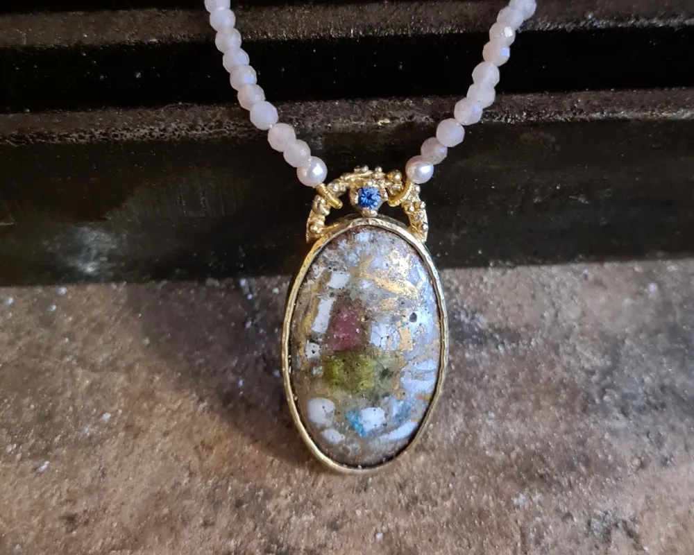 Kette/Anhänger von ORONDA mit Emailkunst von Margarete Weidling-Roehse