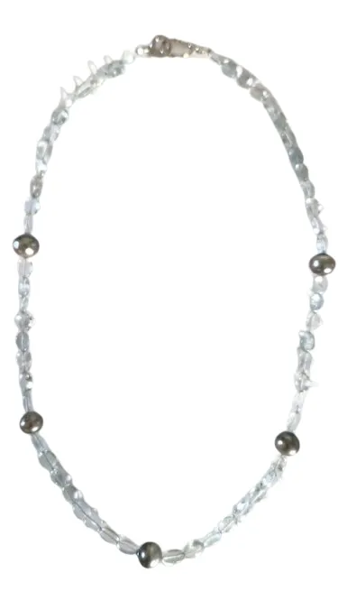 Aquamarine mit Tahiti Perlen Kette