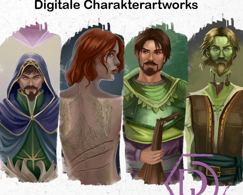 Fantasy Charaktere digital gemalt