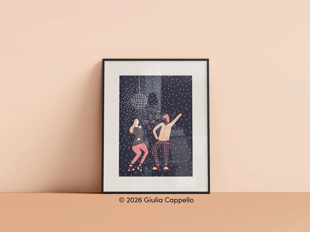 Giulia Cappello Let's Dance Illustrierte Siebdruck