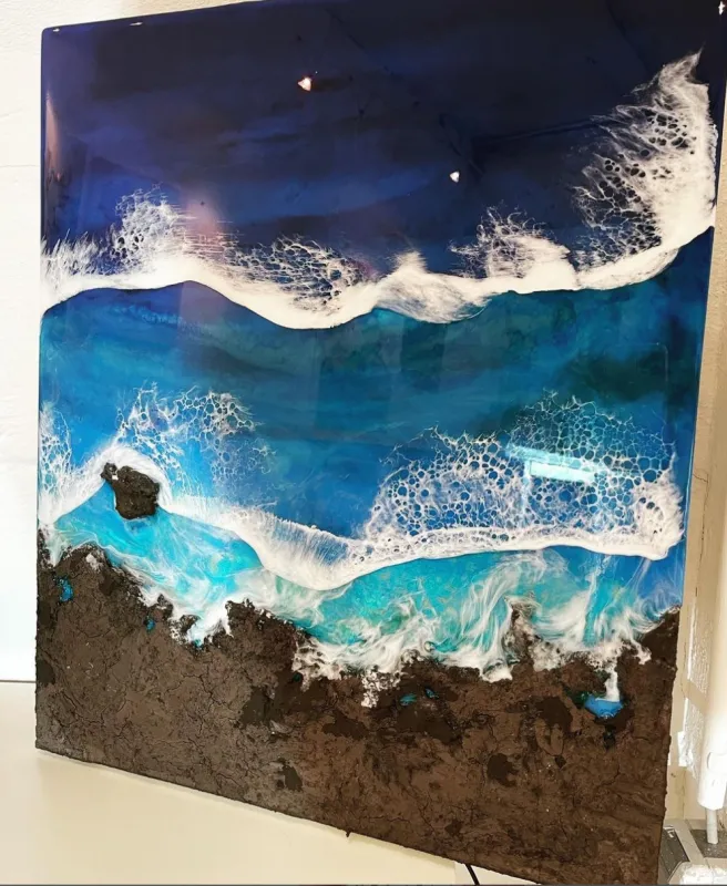 Meer Bild aus Resin auf Gessoboard