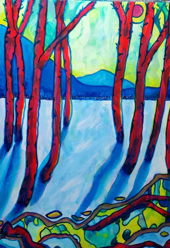 Winter am Fluss, Acryl auf Leinwand 50x70cm