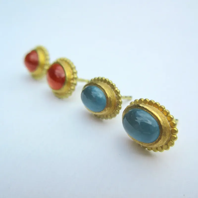 Ohrstecker Aquamarin und Mandaringranat