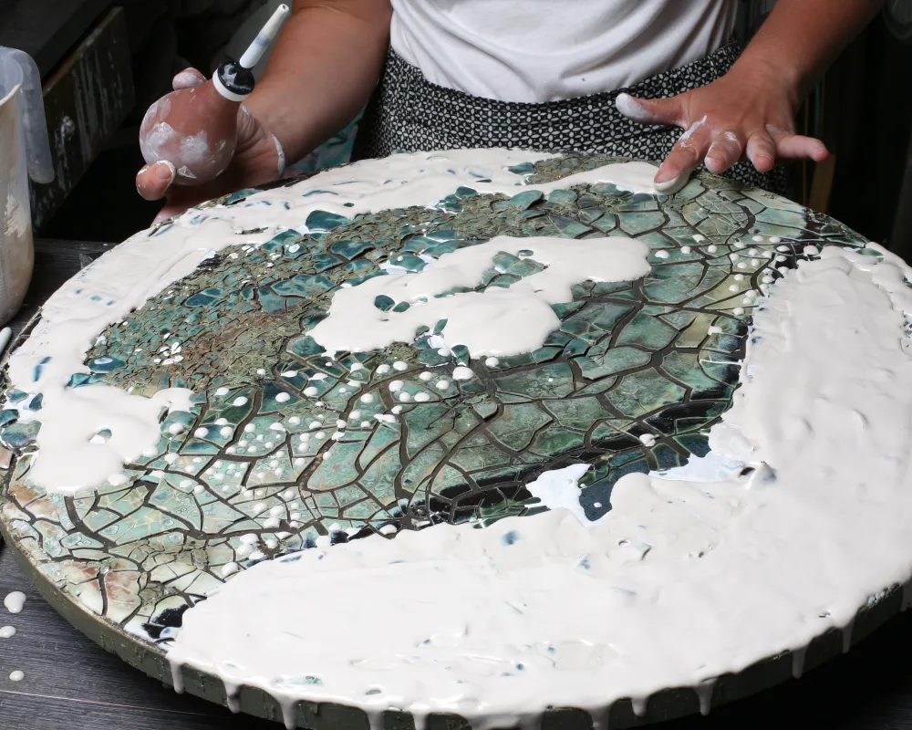 Entstehungsprozess einer Wandarbeit "Landscapes in the Mind"