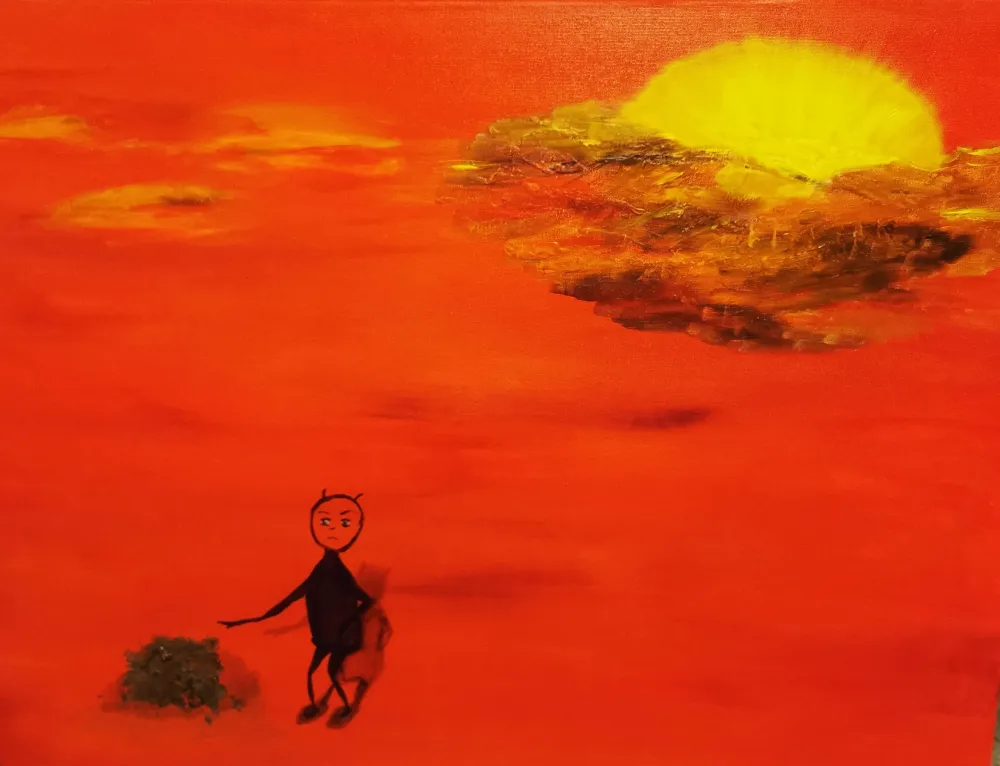 "Irgendwas ist immer" (c)Birgit Kretzschmar Acrylbild "Irgendwas ist immer" 80cm breit x 60cm hoch