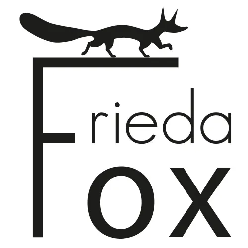 Logo "Frieda Fox" mit einem Fuchs. 
