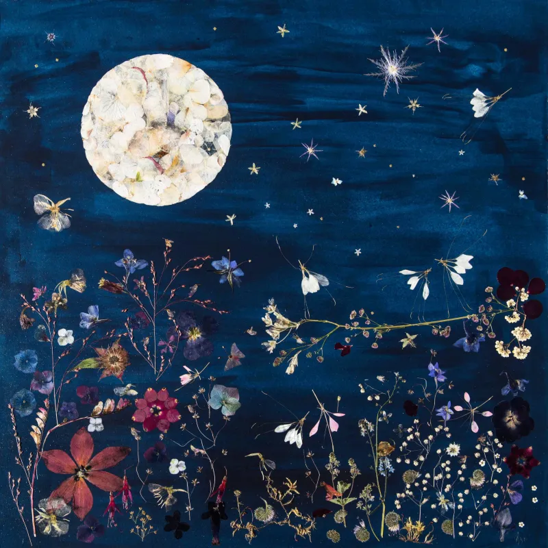 Blütenkunstwerk "Mitternachtssinfonie" 70 x 70 