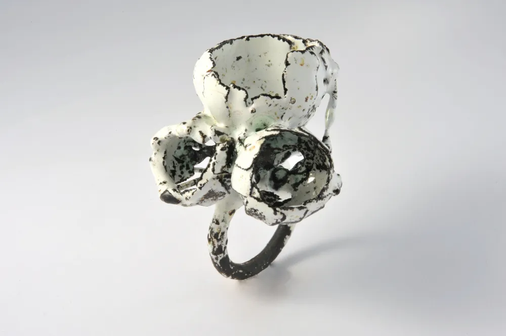 Ring Stahl Emaille weiß