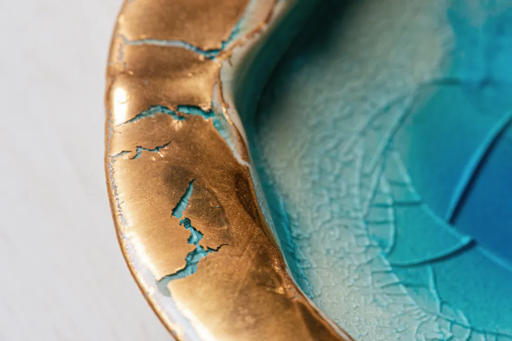 Südseeschale Keramik Gold Glasur