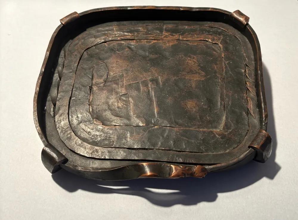 Kupferschale aus einem Stück geschmiedet, 24x26 cm