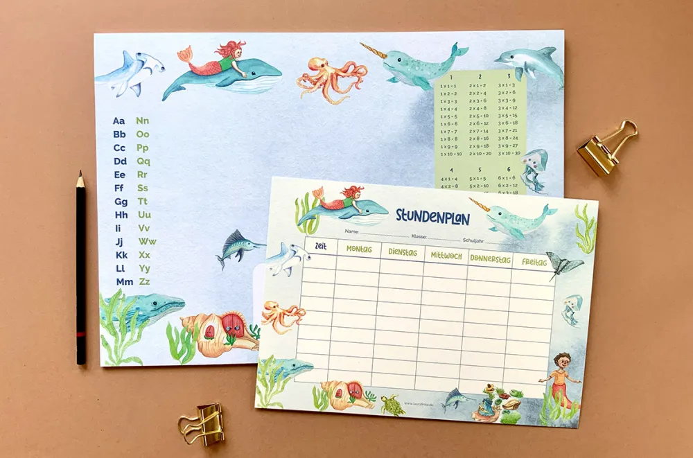 Laura&Lou Kinder Papeterie Ozean Einschulung