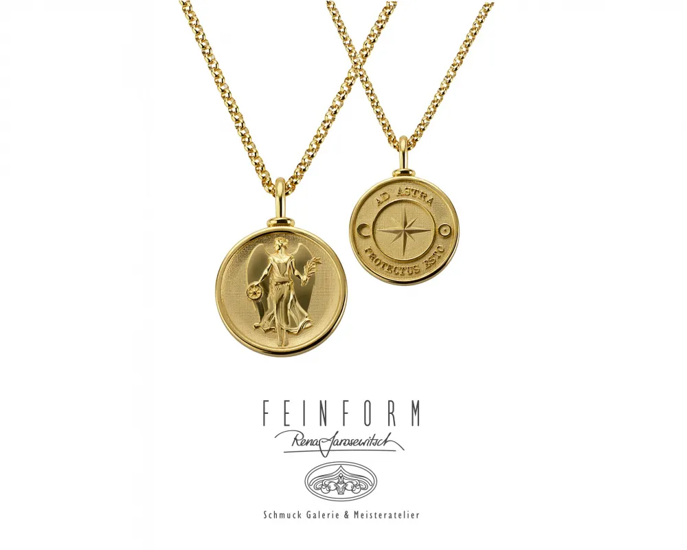 Schutzengel Amulett in 750er Gelbgold