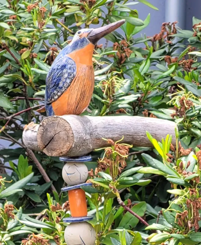"Eisvogel" Gartenskulptur, Keramik frostfest