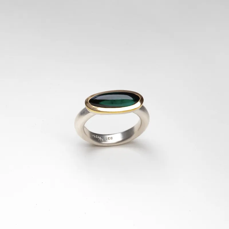 Turmalin, 750 Gelbgold, 935 Sterling Silber