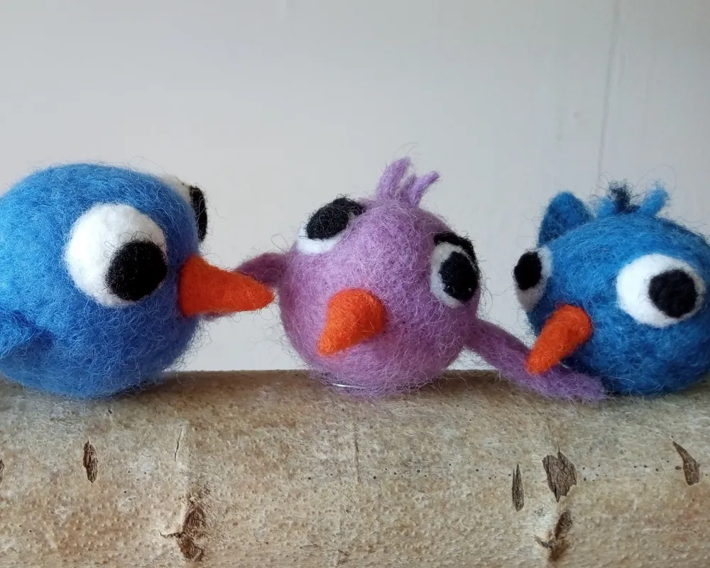 Vogelfamilie auf Birkenschaukel