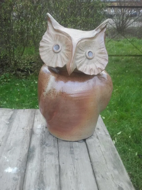 Eule Holzbrand, 2teilig, Kopf ist beweglich