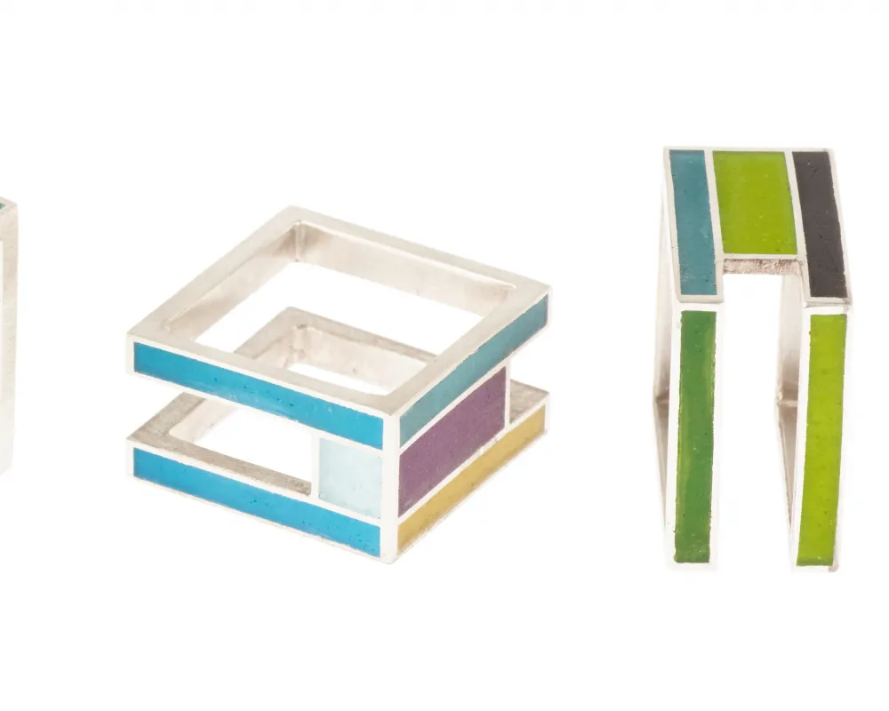 Emaille Silber Ringe