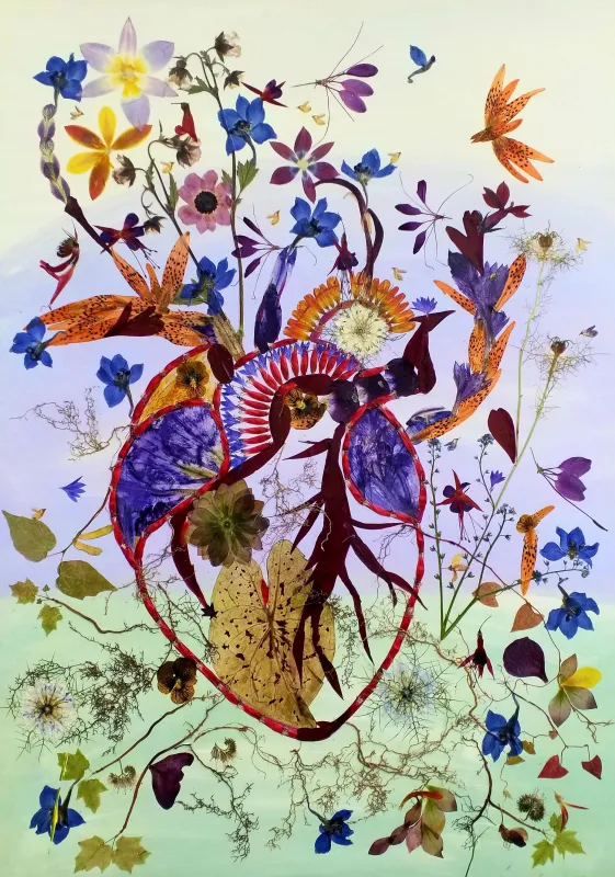 Blütenkunstwerk "Mein Herz schlägt in Blüten" 50 x 70 