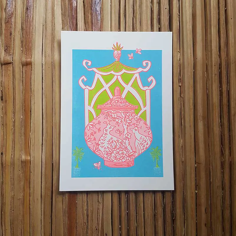 Deckelvase mit Pfau
